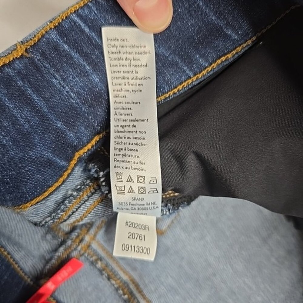 Spanx Jeans Distressed Blue Ankle Skinny High Rise‎ Stretch Shaping Denim Medium - Picture 6 of 9